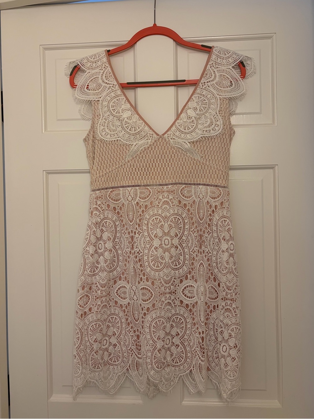 Lush Peach and Lace Mini Dress